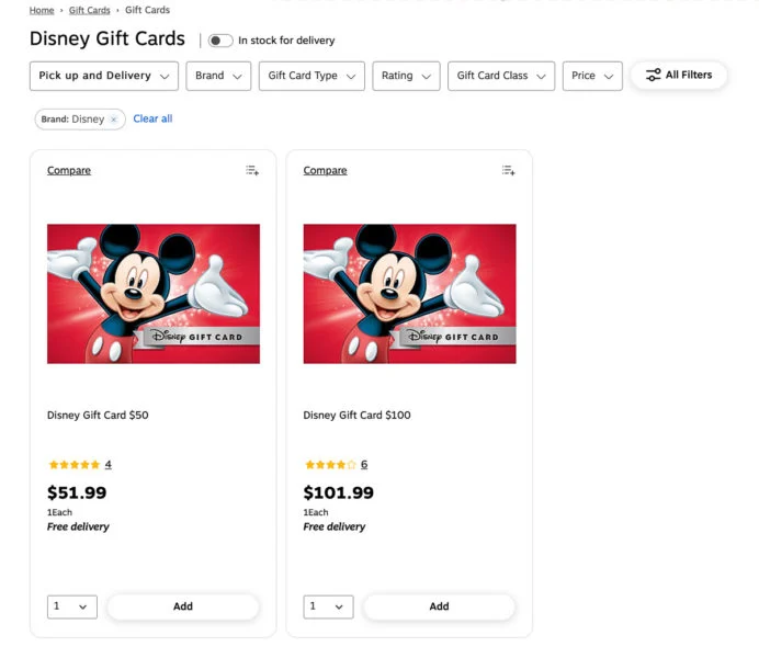 Discount Disney Gift Cards at Office Supply Stores