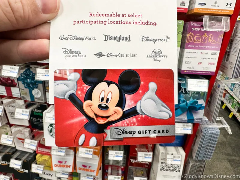 buying a Disney gift card at the store