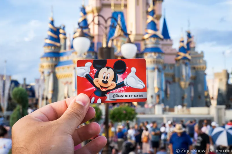 Disney Gift Card in front of Cinderella Castle