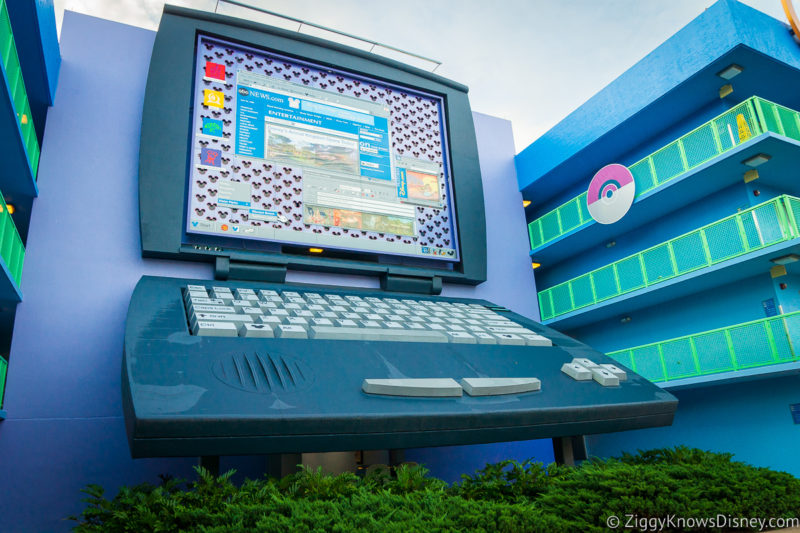 Laptop outside at Disney's Pop Century Resort