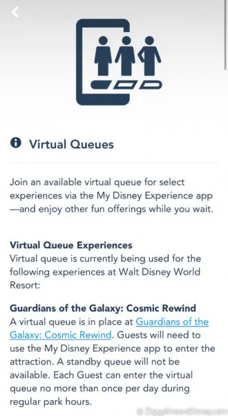 Guardians of the Galaxy: Cosmic Rewind Virtual Queue