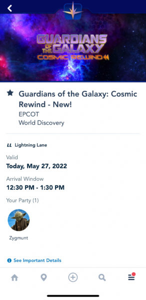 Lightning Lane Guardians of the Galaxy: Cosmic Rewind