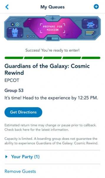 It's time to head to Cosmic Rewind Virtual Queue boarding groups ready