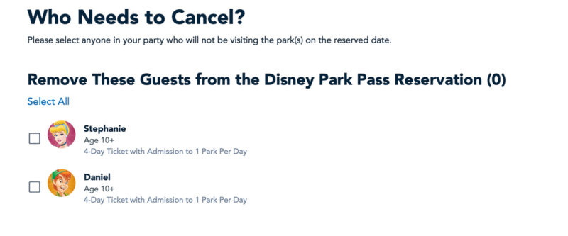 Cancel Park Pass Reservations