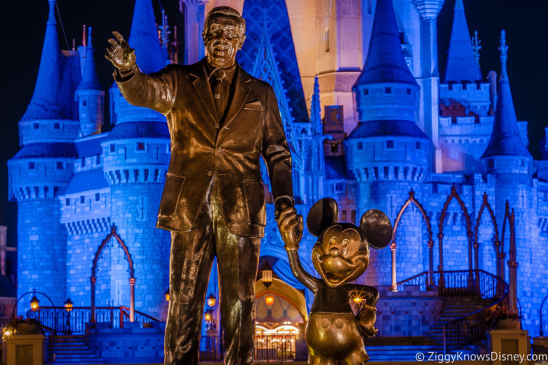 Walt and Mickey Mouse partner's statue Magic Kingdom