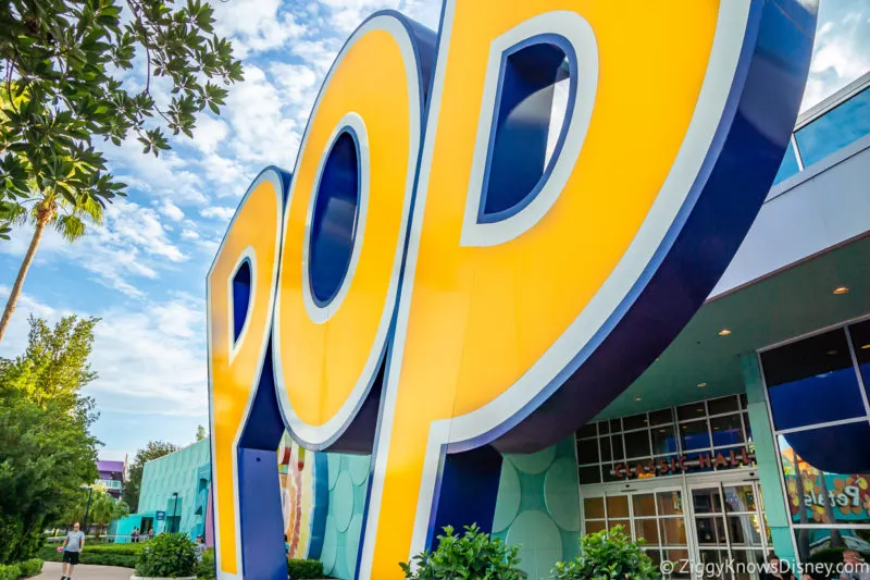 Disney's Pop Century huge sign behind the resort