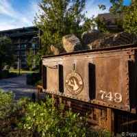 Boulder Ridge Mining car outside Disney's Wilderness Lodge