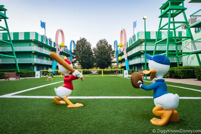 Huey Duey and Louie playing baseball at Disney's All-Star Sports Resort
