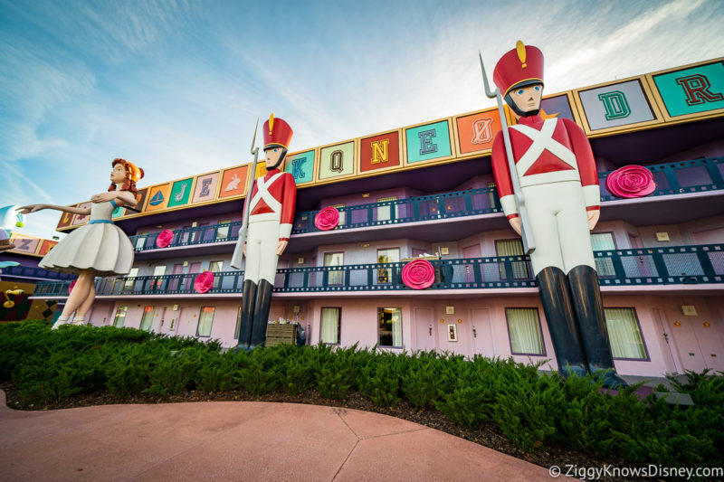 Disney's All-Star Movies Resort outside the guest room buildings