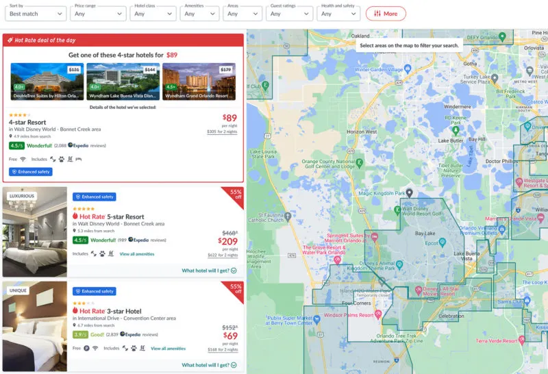 Using Hotwire to book Disney World hotels