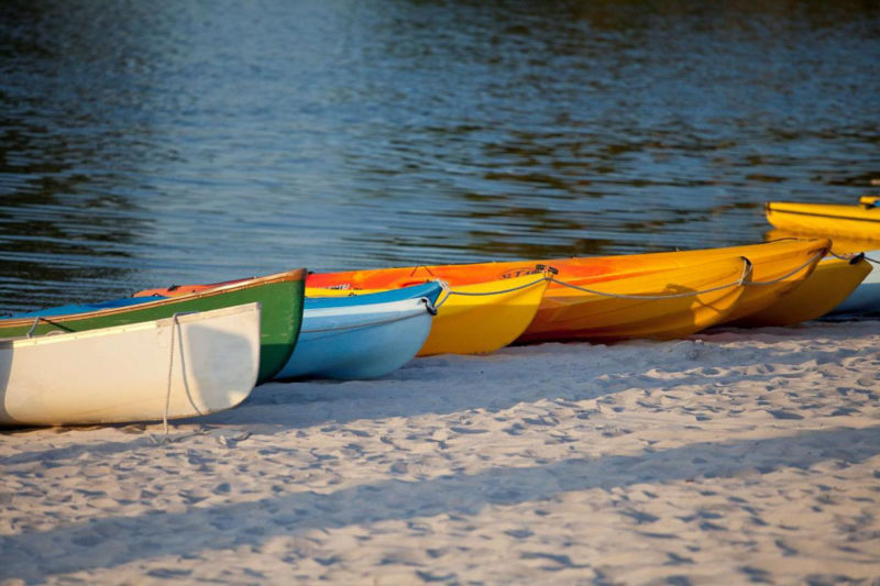 Canoes on the beach at Hyatt Regency Grand Cypress Resort hotel