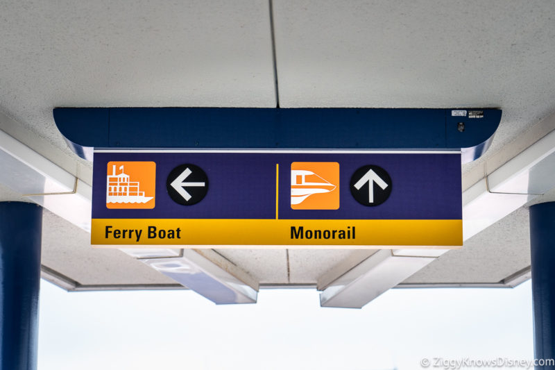 Ferry Boat and Monorail sign Transportation and Ticket Center