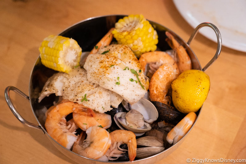 bowl of mixed seafood shrimp fish and clams