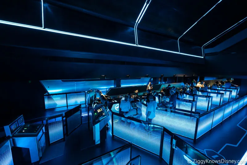 TRON Lightcycle Run roller coaster loading room