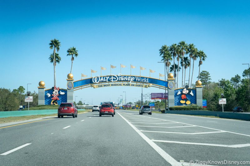 Walt Disney World welcome sign on the highway