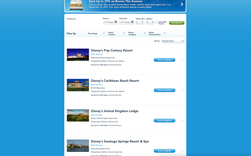 looking for Walt Disney World Resort hotels online