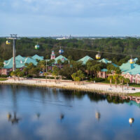 Disney's Caribbean Beach Resort and Skyliner over water