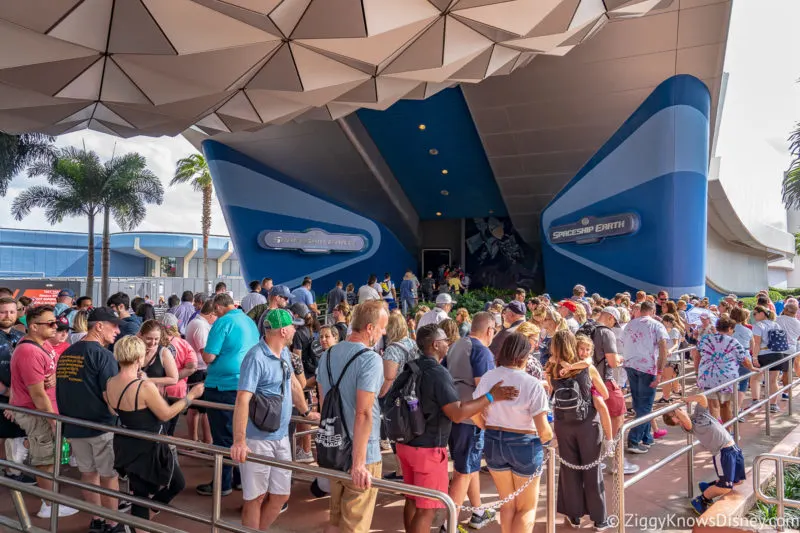 crowds at Spaceship Earth attraction EPCOT