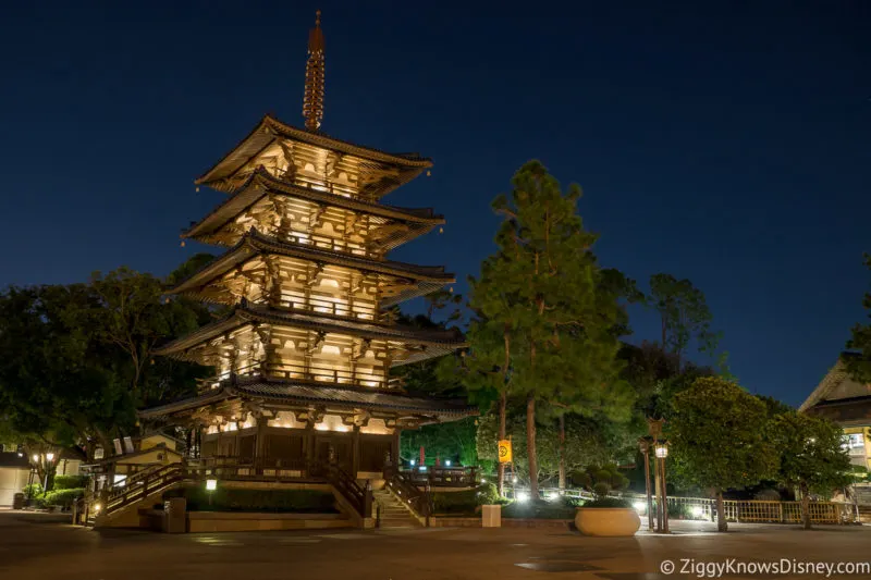 EPCOT Park Hours japan pavilion at night