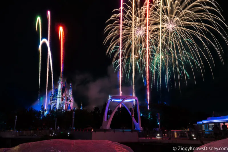 Happily Ever After Fireworks Magic Kingdom from Tomorrowland Bridge