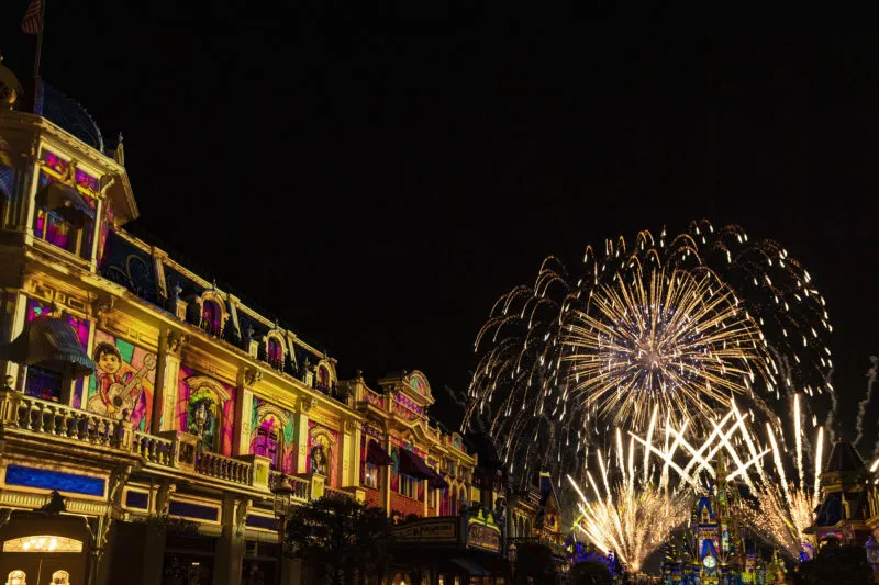 Happily Ever After Fireworks Magic Kingdom fireworks over Main Street U.S.A.