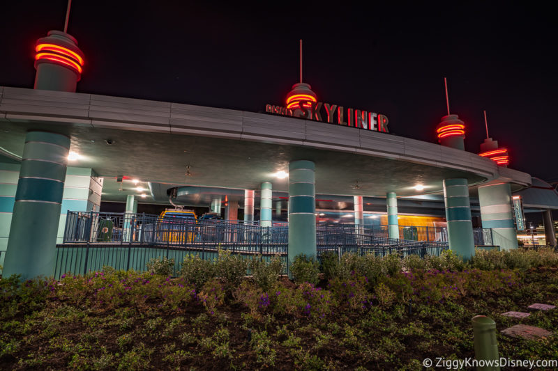 Disney Skyliner station Hollywood Studios at night