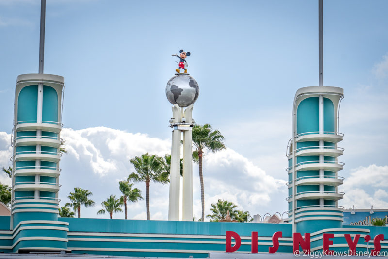 Mickey Moue on top of globe at Disney's Hollywood Studios entrance