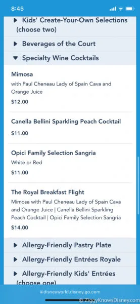 Magic Kingdom alcohol prices