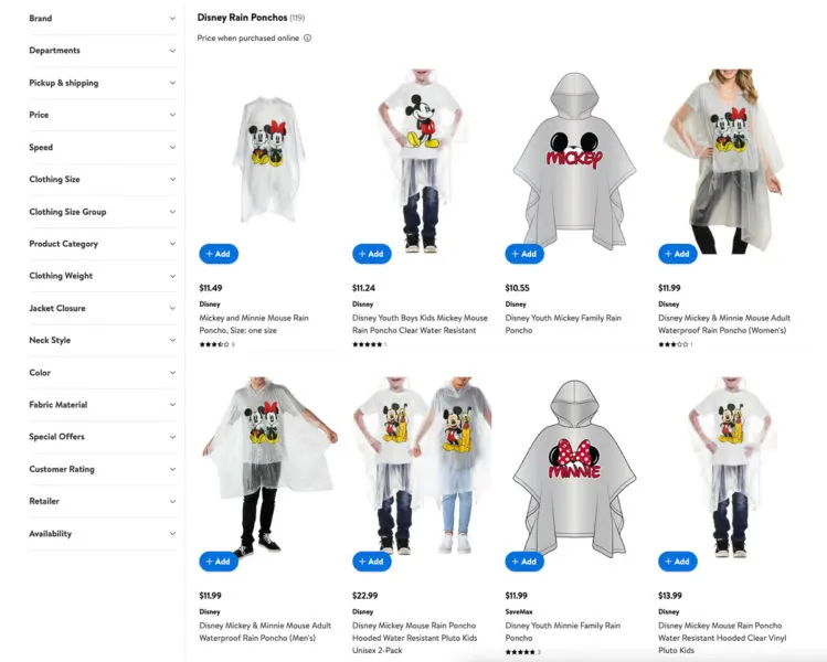 buying Disney Ponchos