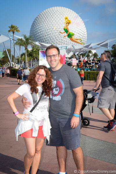 PhotoPass photo in front of Spaceship Earth EPCOT