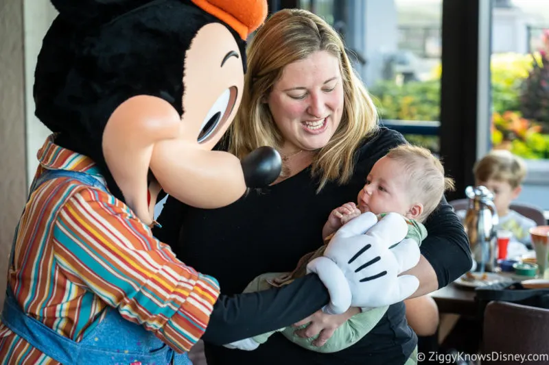 Mickey Mouse character breakfast Topolino's with baby