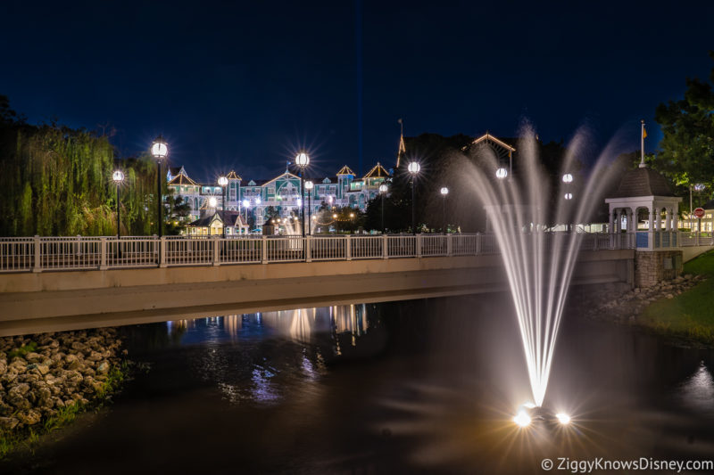 Disney's Beach Club Resort entrance bridge fountain
