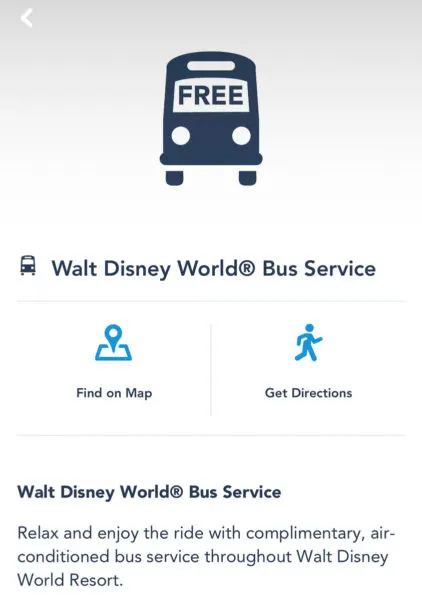 Walt Disney World Bus Service in app