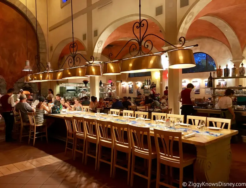 Big table in Via Napoli restaurant dining room