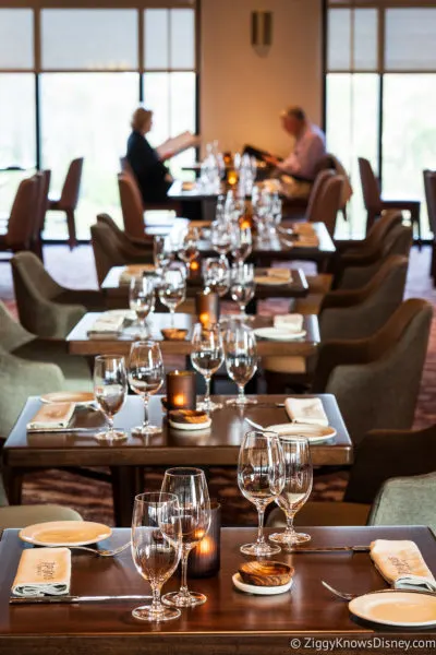 Tables in the dining room at Topolino's Terrace