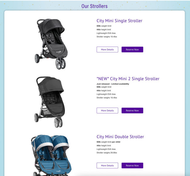 Magic Strollers Rentals stroller comparison
