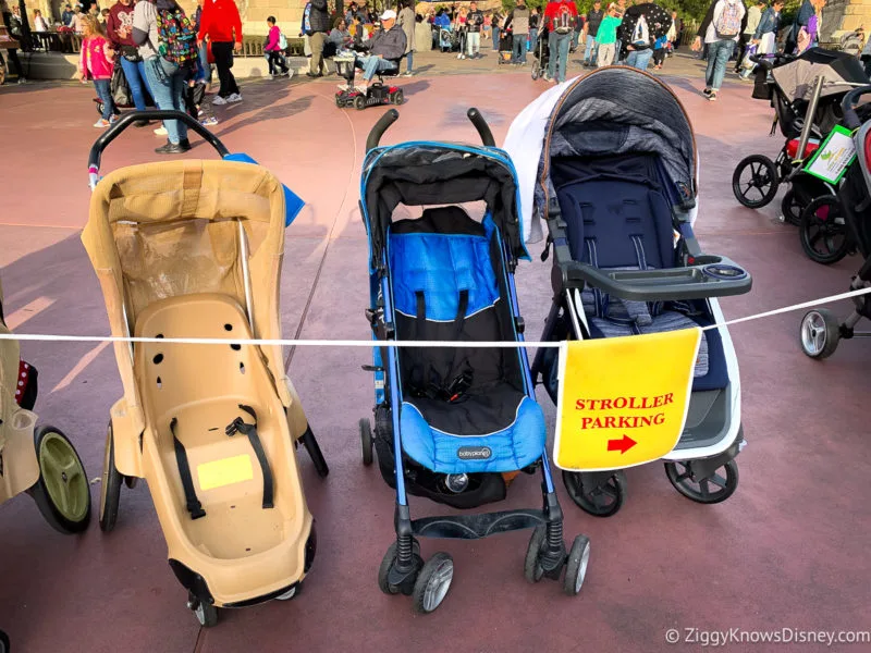 three strollers at Disney World