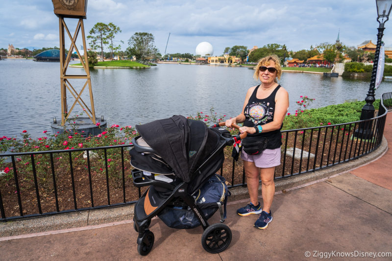 woman with baby stroller in EPCOT
