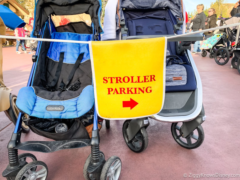 stroller parking sign in Magic Kingdom