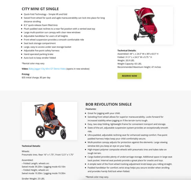Simple Stroller Rental stroller descriptions