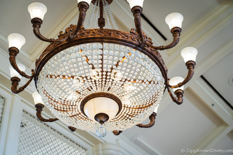 huge chandelier at Disney's Boardwalk Inn Resort lobby