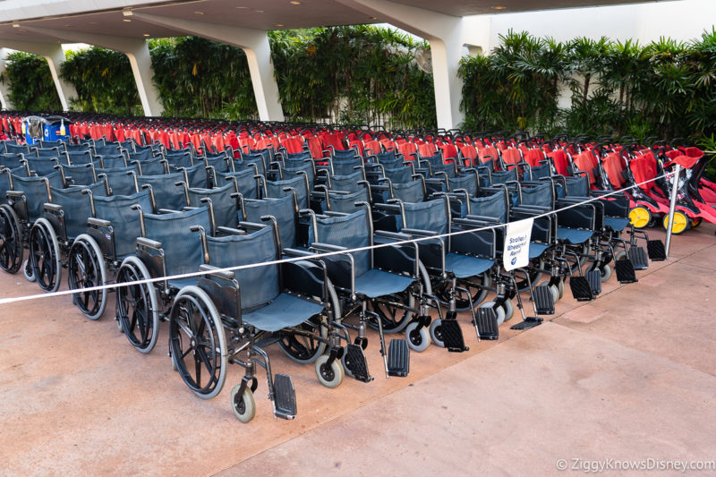 Wheelchairs and Strollers parked at EPCOT