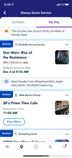 My Disney Experience DAS Rise of the Resistance Disney World