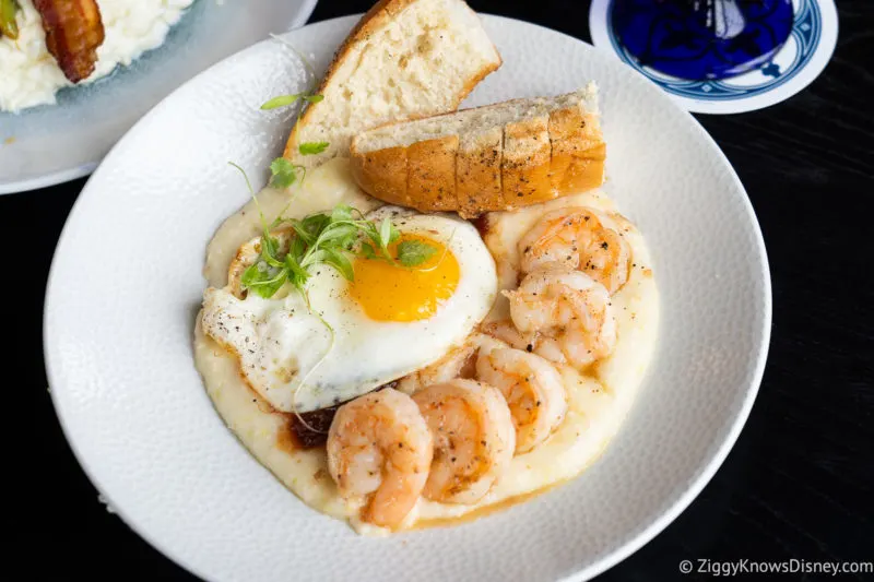 Cinderella's Royal Table breakfast shrimp and grits with eggs