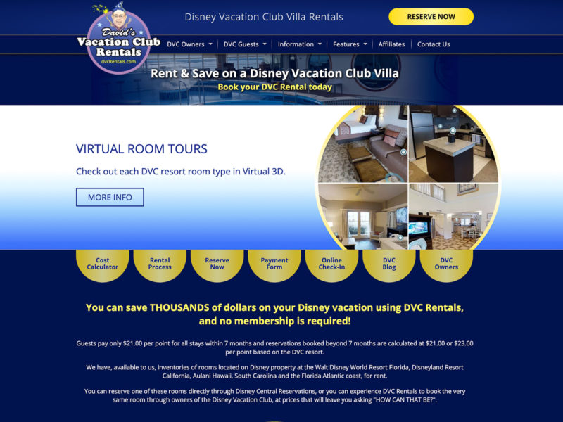 David's DVC Rentals homepage