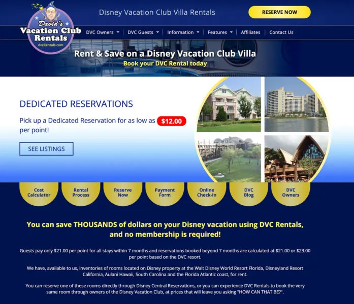 David's DVC Rentals dedicated reservations