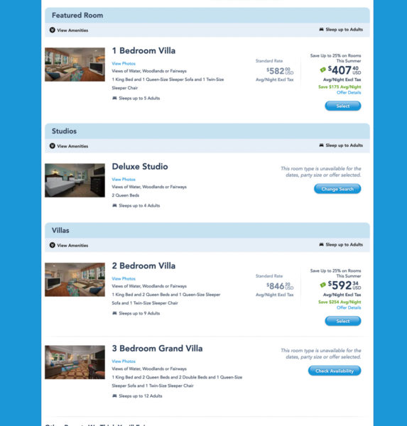 room availability booking Walt Disney World Resort Hotels