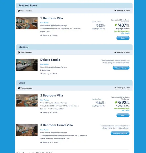 room availability booking Walt Disney World Resort Hotels