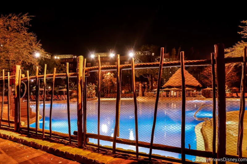 Disney's Animal Kingdom Lodge Pool at night