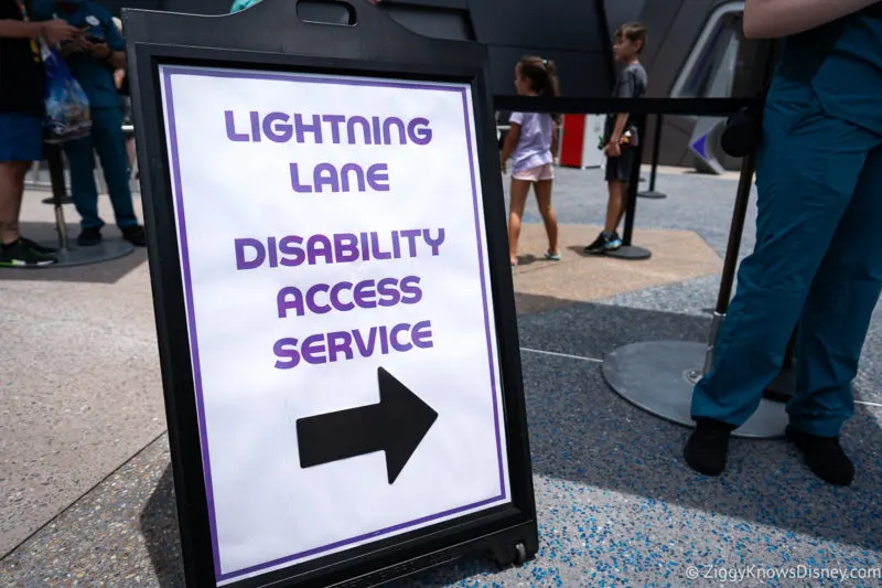 Lightning Lane Disability Access Service sign